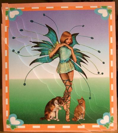 Fairy with Cats Wavy Edge by GWYNETH GEORGE