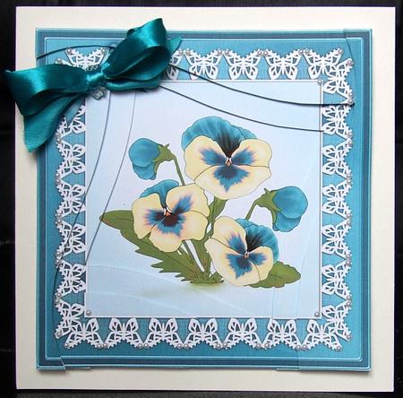 Pansy on Butterfly Lace Wavy Spiral Side Stacker by GWYNETH GEORGE