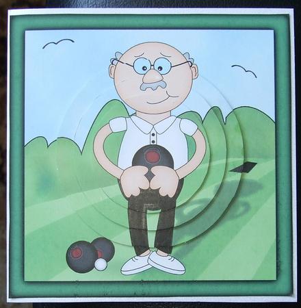 Bert Plays Bowls Circle Pyramage Topper by GWYNETH GEORGE