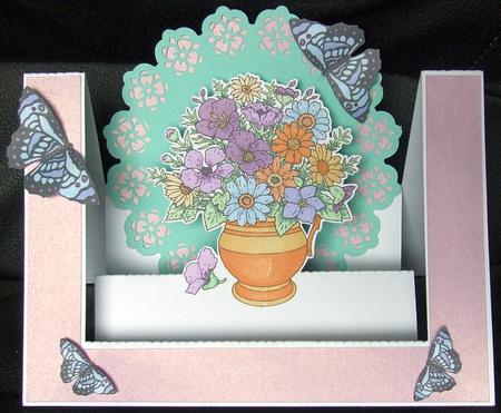 Vase Of Flowers Centre Step Card by GWYNETH GEORGE