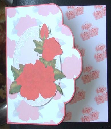 Red Rose Scallop Edge Card by GWYNETH GEORGE