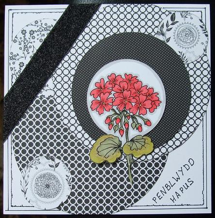 Digital Stamp Geranium with Coloured Version Too by GWYNETH GEORGE