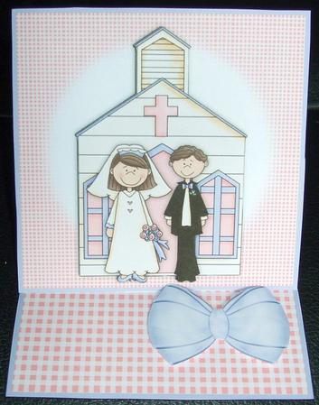 Wedding Chappel with Bride & Groom 5 Minute Easel Card by GWYNETH GEORGE