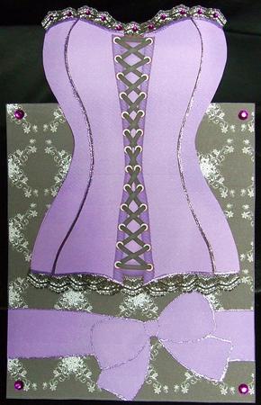 Lilac Corset Over the Edge Card by GWYNETH GEORGE