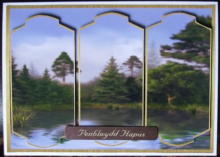 Lovely Tripych Card Scene of a Lake by GWYNETH GEORGE
