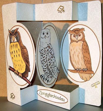 Owls Pop Out Card by GWYNETH GEORGE
