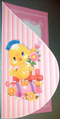 Cutie Easter Chick with Flowers and Egg by GWYNETH GEORGE