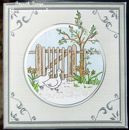 Square 'silver Metallic Frame' Card Front or Insert by GWYNETH GEORGE