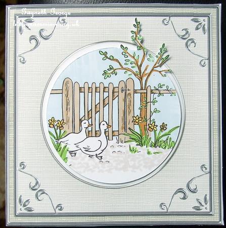 2 Geese Digital Stamp with Watercoloured Version by GWYNETH GEORGE
