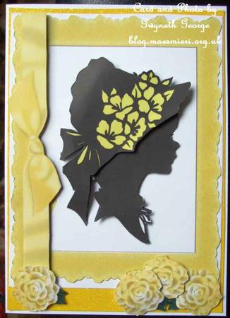 Yellow Frame with Bow and Silhouette Lady by GWYNETH GEORGE