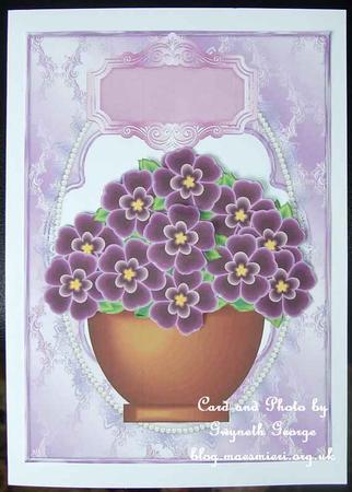 Violet Decoupage Card Front by GWYNETH GEORGE
