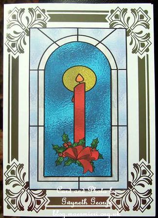 Candle in Stained Glass Window Pyramids by GWYNETH GEORGE
