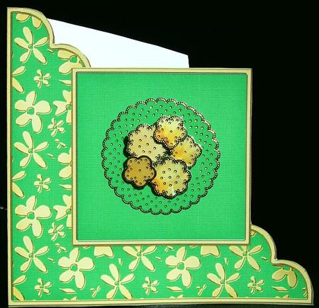 Gold Floral Cut and Fold Corner Card Plain Card Base by GWYNETH GEORGE