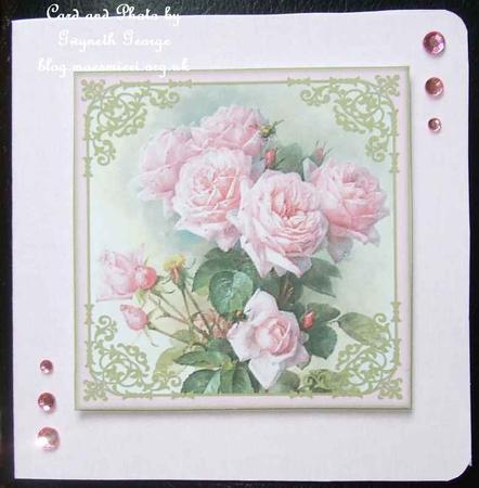 Vintage Pretty Pink Roses Topper Sheet by GWYNETH GEORGE