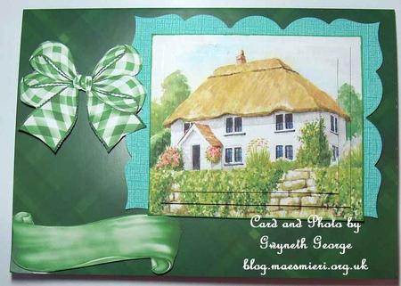 Pretty Thatched White Cottage Pyramids by GWYNETH GEORGE