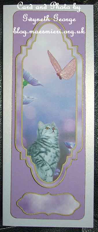 Beautiful Long Kitten Card Topper by GWYNETH GEORGE