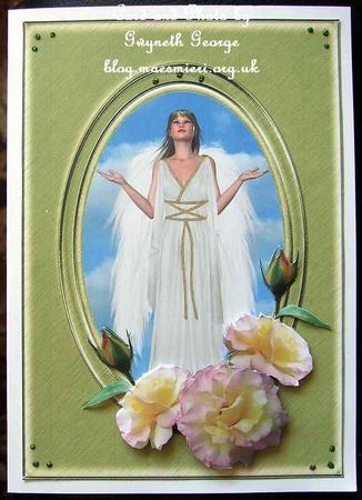 Fantasy & Flowers - Angel with the Rose of Peace by GWYNETH GEORGE