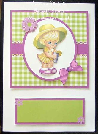 Lemonade Girl Gingham Decoupage Card by GWYNETH GEORGE