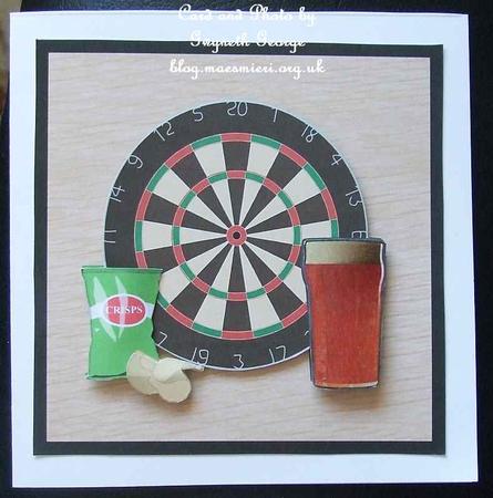 Darts Decoupage Birthday Card by GWYNETH GEORGE