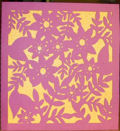 Square Leaf & Flower Window Card by GWYNETH GEORGE