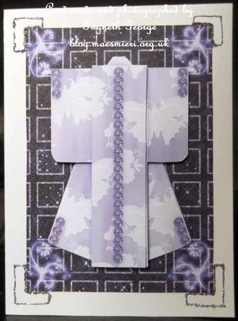A6 Sparkling Night Kimono Card in Purple Decoupage by GWYNETH GEORGE
