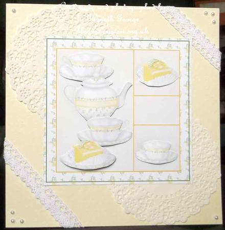 Time 4 Tea 5x5 Decoupage in Lemon by GWYNETH GEORGE