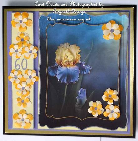 Dark Dreams Iris Card Topper by GWYNETH GEORGE