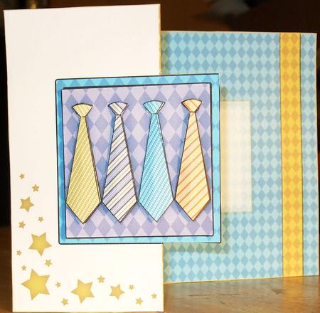 Men's Ties Fold Back Card with Decoupage by GWYNETH GEORGE