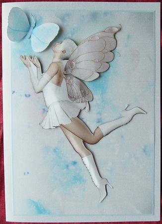 Beautiful White Sparkle Fairy Card Front by GWYNETH GEORGE
