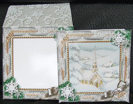 Church Snow Mini Card Envelope Pointy Stacker Aio by GWYNETH GEORGE