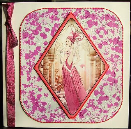 Rasberry Deco Lady 2 by GWYNETH GEORGE
