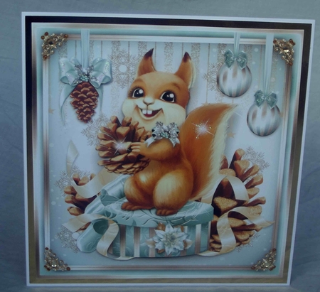 Christmas Gift Box with Lovely Squirrel Mini Kit by Gwyneth Morley