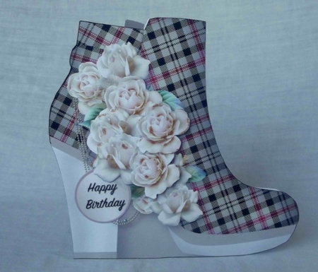 Cream Roses - Boot Card Mini Kit by Gwyneth Morley