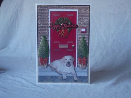 Christmas Door with Golden Labrador Dog by Gwyneth Morley