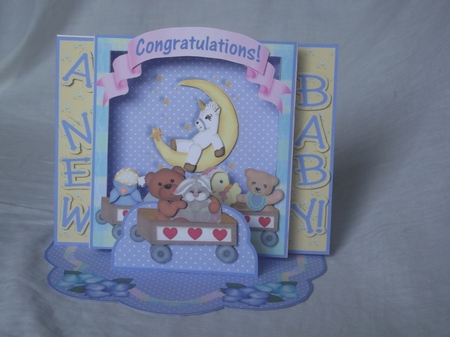 Shadow Box Easel Card Kits - New Baby Train by Gwyneth Morley