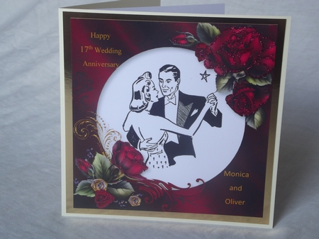 Retro Anniversary with Red Roses by Gwyneth Morley