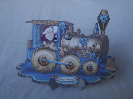Christmas Blue Train with Santa Card Kit by Gwyneth Morley
