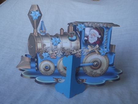 Christmas Blue Train with Santa Card Kit by Gwyneth Morley