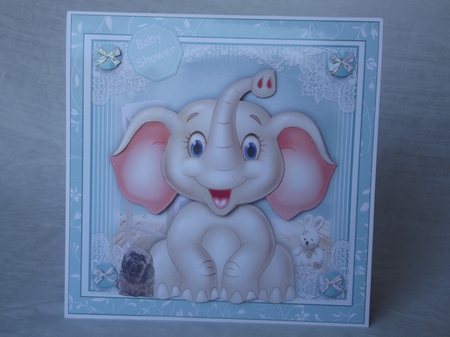 Baby Elephant Blues Card Front Kit by Gwyneth Morley