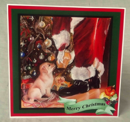 Labrador and Santa by Gwyneth Morley