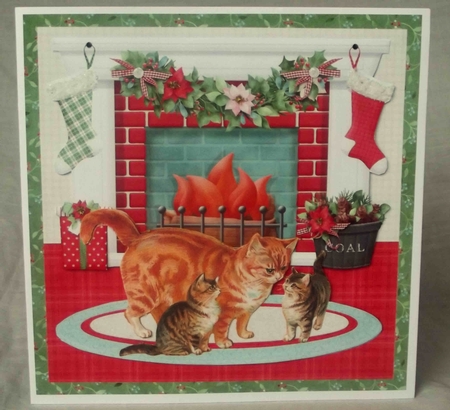 Cats by the fire christmas mini kit & decoupage by Gwyneth Morley