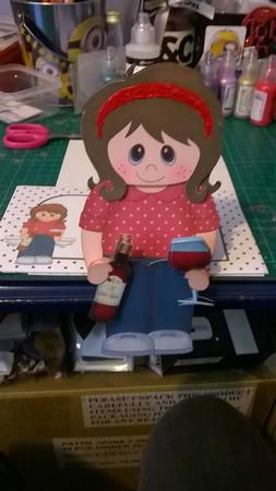 3D on the Shelf Card Kit - Little Wine Drinker Jean by Gwynneth Doran
