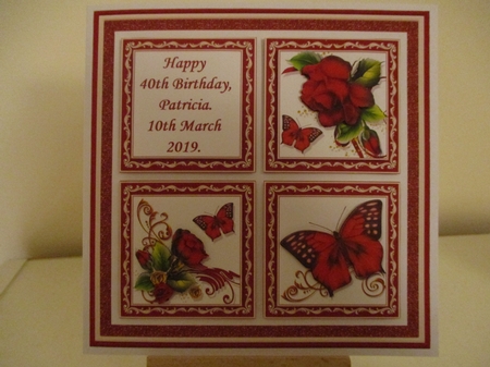 RED ROSES BUTTERFLIES & VERSE SQUARES 7.5 Quick Layer Card & Insert Mini Kit by Hanne Rix