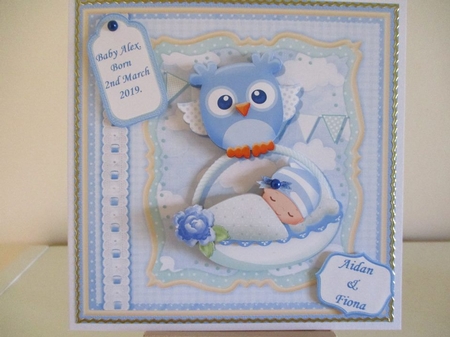 WHOO HOO ITS A BOY New Baby 7.5 Decoupage & Insert Mini Kit by Hanne Rix