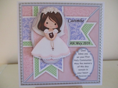 1ST HOLY COMMUNION or CONFIRMATION Girl & Verse 7.5 Decoupage & Insert Mini Kit by Hanne Rix