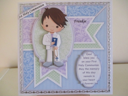 1ST HOLY COMMUNION or CONFIRMATION Boy & Verse 7.5 Decoupage & Insert Mini Kit by Hanne Rix