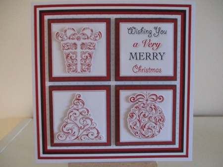 CHRISTMAS ICONS SQUARES RED 7.5 Quick Layer Cards & Insert Mini Kit by Hanne Rix