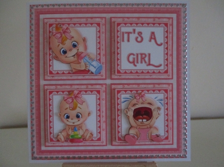 NEW BABY ITS A GIRL SQUARES 7.5 Decoupage & Insert Mini Kit by Hanne Rix