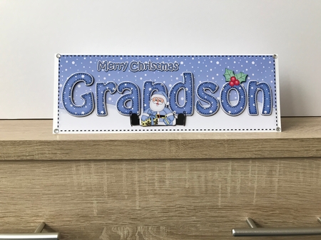 Large DL Merry Christmas GRANDSON 3D decoupage with Santa by Hayley Griffiths