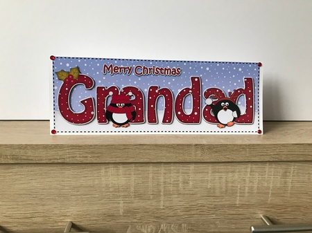 Large DL Merry Christmas GRANDAD 3D decoupage with Penguins by Hayley Griffiths
